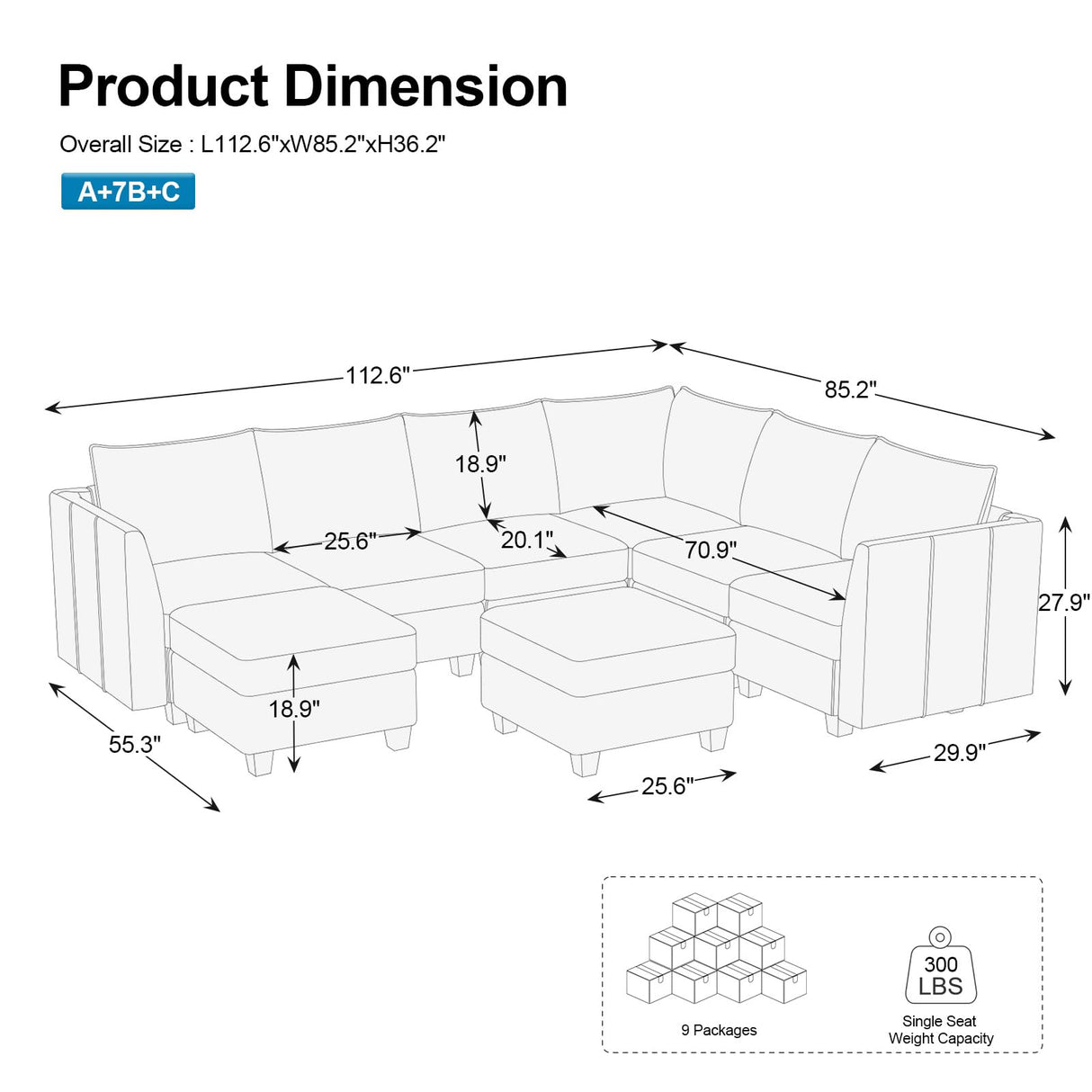 Belffin Oversized Modular Sectional Sofa U Shaped Couch with Storage Ottoman Velvet Sectional Couch for Living Room, Beige Belffin