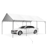 PHI VILLA 12x20 ft Heavy Duty Carport Car Canopy Party Tent Adjustable Peak Height, Garage Storage Boat Shelter with Waterproof & UV Protected Tarp, White PHI VILLA