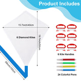Bcxfbxd 6 Packs DIY Blank Kites Decorating Kite Party Pack Kite Making Craft Kits Bulk Blank Diamond Kite Set for Boys Girls Bcxfbxd