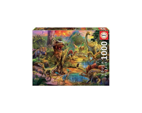 Educa - Land of Dinosaurs - 1000 Piece Jigsaw Puzzle - Puzzle Glue Included - Completed Image Measures 26.8" x 18.9" - Ages 14+ (17655) Educa