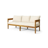 Christopher Knight Home Brooklyn Outdoor 3 Seater Sofa with Cushions - Acacia Wood - Teak/Beige Christopher Knight Home