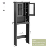 Meilocar Over The Toilet Storage Cabinet, Bathroom Storage Cabinet Over Toilet, Space Saver with 2 Tempered Glass Doors, Grey Meilocar