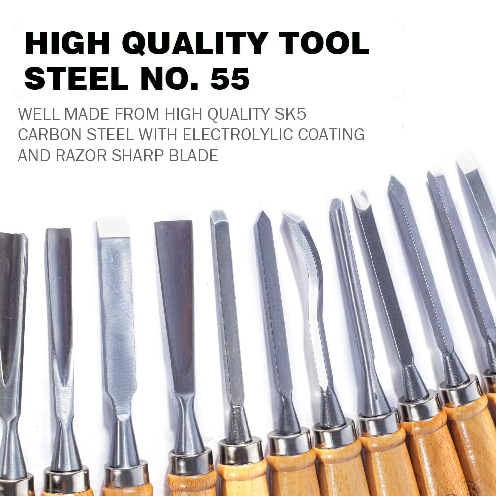 Monkey King Bar-12pcs Wood Carving Chisel Set- Sharp Woodworking Tools with Case Storage Monkey King Bar