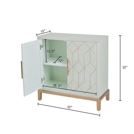 HLR Green Accent Cabinet with Gold Trim,Storage Cabinet with 2 Doors,Modern Wooden Sideboard for Living Room, Kitchen, Office and Hallway HLR