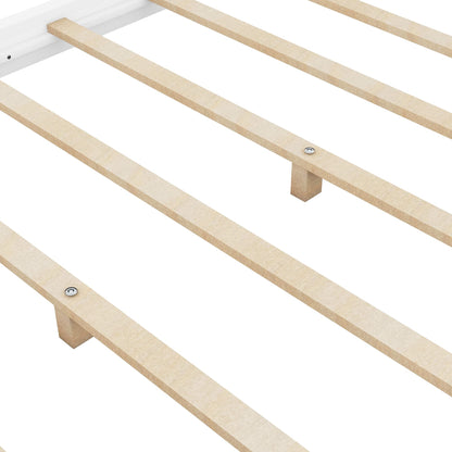 Bellemave Queen Canopy Bed Frame, Pine Wood, White, 4-Post Platform, Supports 550 lbs