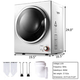 COSTWAY Compact 110V Electric Portable Clothes Stainless Steel Tub Laundry Dryer, for 4 Automatic Drying Mode, White COSTWAY