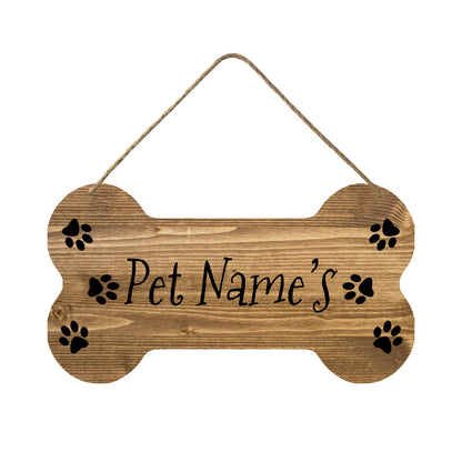 Generic Personalized Dog Bone Sign with Name Custom Dog House Wood Sign Paw Prints Sign for Home Farmhouse Wall Decor, 8.4 x 4.8 inch - WoodArtSupply