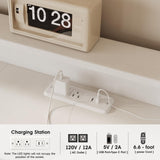 Vabches Full Size Bed Frame with Headboard & 4 Drawers, Upholstered Velvet Bed Frame with Charging Station and LED Light, Platform Wingback Storage Metal Bed, Beige Vabches