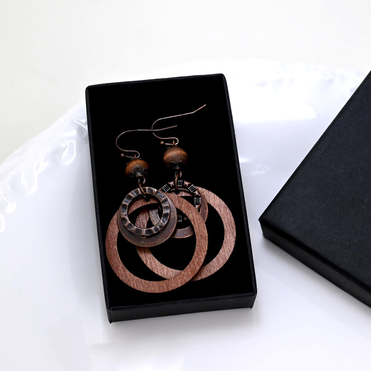 Boho Wooden Dangle Earrings for Women Vintage Brown Earrings Geometric Lightweight Earrings for Gift Watforsh