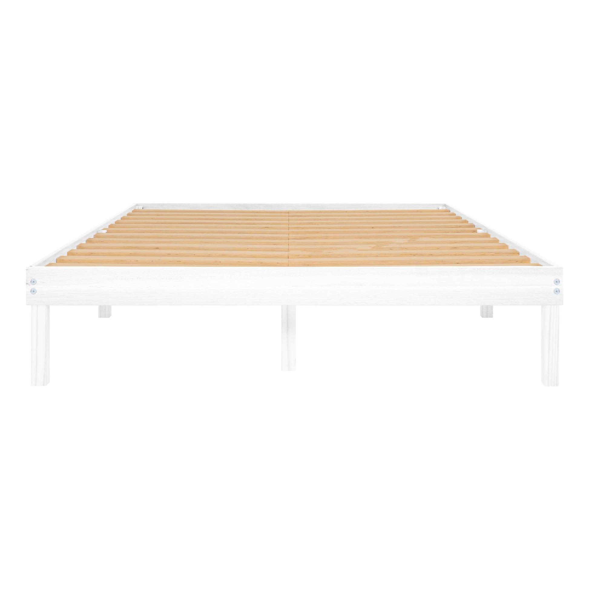 Naomi Home Linda 14 Inch Solid Wood Platform Bed Frame with Under Bed Storage – White - WoodArtSupply