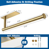 theaoo Gold Paper Towel Holder for Kitchen, Adhesive Under Cabinet Paper Towel Roll Rack for Bathroom Towel, Wall Mounted Matte Black, SUS304 Stainless Steel theaoo