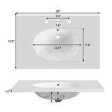 Merax 30-Inch Walnut Bathroom Vanity with Seashell Resin Sink, Soft-Close Doors and Flip-Up Storage for Bathroom, Brown Merax