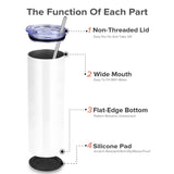 FASTSUB Sublimation Tumblers 20 oz Blank Bulk Cups Straight Skinny Stainless Steel Double Wall Vacuum Insulated with Lids and Straws for Tumbler Heat Press White 12 Pack FASTSUB