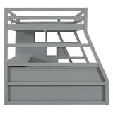 Harper & Bright Designs Full Size Loft Bed with Stairs and Desk, Solid Wood Loft Bed Frame with Storage Drawers and Shelves, for Kids Teens Adults - Gray Harper & Bright Designs