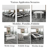 Folding Conference Table, Modern Rectangle Flip Top Mobile Seminar Training Table with Caster Wheels, baffles, Waterproof Desktop for Office Conference Room Classroom (Yellow, 63×16×30in) WOJCCS