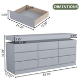 Gyfimoie 9 Drawer Dresser with Power Outlet, Dresser with LED Light, Modern Chest of Drawers for Closet, Double Wide Drawer Organizer Cabinet for Bedroom, Living Room (Grey, 9 Drawers) Gyfimoie