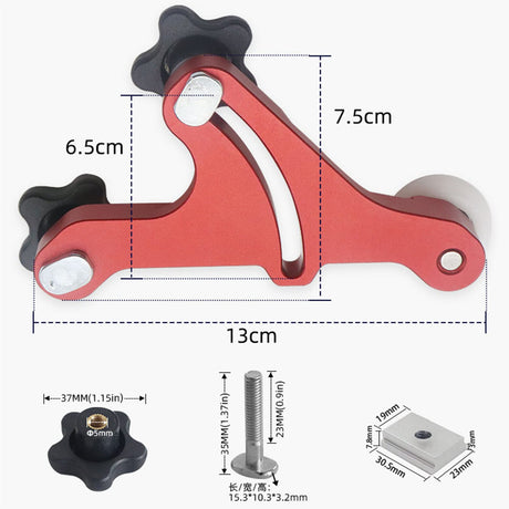 Adjustable Table Feather Loc Boards, Dual Bearing Roller Aluminum Alloy Precision Stock Guides for Table Saw Guides, Woodworking Table Saw Safety Device Aluminum Alloy Carpentry Safety Pushing Tools QIZHIMEI