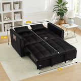 SUNPOKUILN Convertible Loveseat Sleeper Sofa Bed for Small Spaces, 3-in-1 Pull-Out Couch with Modern Design (Black) SUNPOKUILN