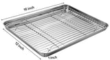Stainless Steel Baking Sheet Tray Cooling Rack with Silicone Baking Mat Set, Cookie Pan with Cooling Rack, Set of 6 (2 Sheets + 2 Racks + 2 Mats), Size 16 x 12 x 1 Inch, Easy Clean M MCIRCO