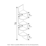 Furinno Rossi 5-Tier Wall Mount Floating Radial Corner Shelf, White Furinno