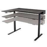 Realspace® Koru Electric 59" W L-Shaped Height-Adjustable Standing Desk with Integrated Power & Charging, Espresso Oak Realspace