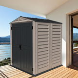 Duramax YardMate 5' x 5' Plus Plastic Garden Shed with Plastic Floor - Anthracite & Adobe - 15 Years Warranty DURAMAX