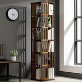 NDDKSII 360° Space-Saving Rotating Bookshelf Tower with 6 Tiers - Multi-Compartment Storage for Home and Office NDDKSII