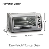 Hamilton Beach 6 Slice Countertop Toaster Oven With Easy Reach Roll-Top Door, Bake, Broil & Toast Functions, Auto Shutoff, Silver (31127D) Hamilton Beach