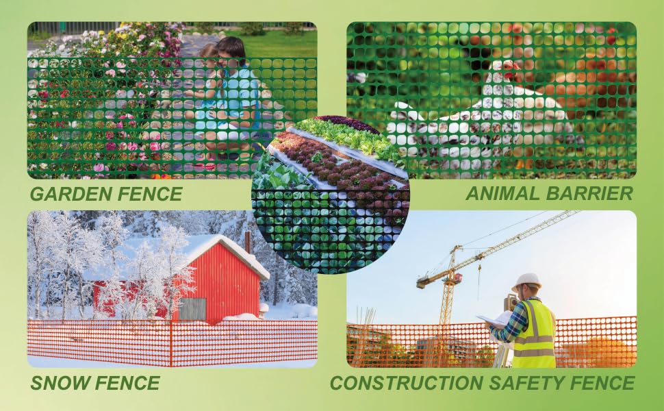 PotatoLife Plastic Mesh Fence Safety Fence, 4'x100' Roll with 100 Zip Ties, Resuable Temporary Netting for Garden Fencing, Construction, Snow Fencing, Animal Barrier, Poultry, Deer, Patio, Green PotatoLife