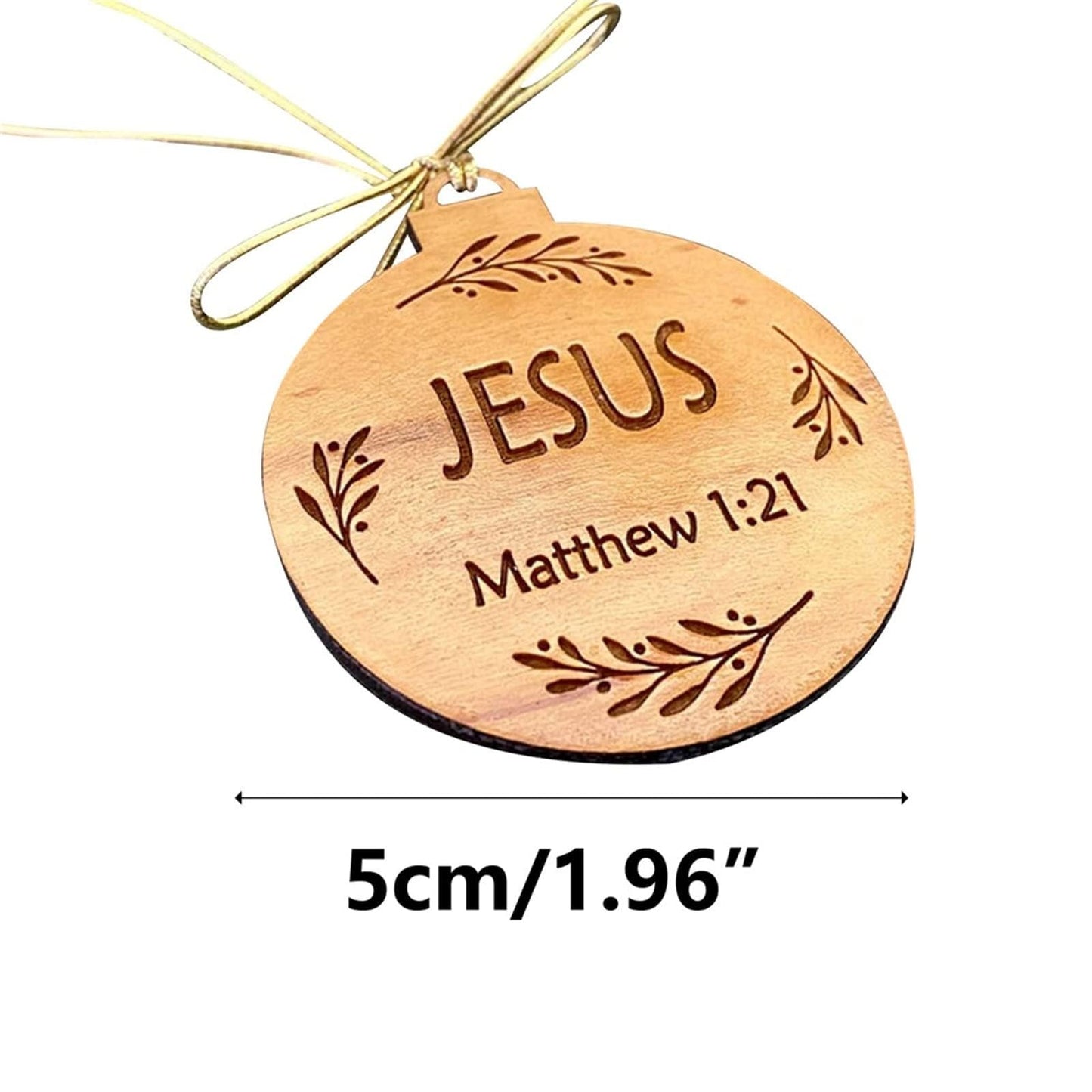 25 Pack Names of Jesus Ornaments, 5 cm / 2 inch Diameter | Name of Jesus Advent, Wood Hanging Ornaments with Savior Names, Ornaments for Christmas Tree Decor