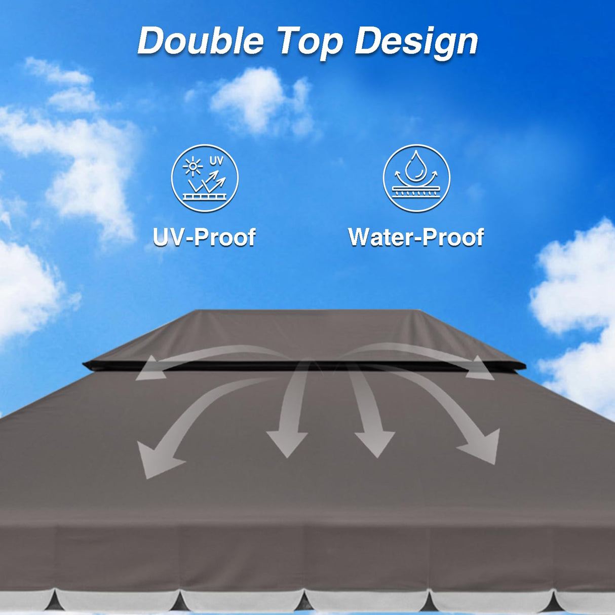 10'×13' Outdoor Gazebo, Patio Gazebo Canopy Tent Heavy Duty with Double Roofs, Gazebo Tent Canopy with Mosquito Netting and Privacy Screen Curtains for Deck Backyard Lawn and Garden (Grey) gaildon