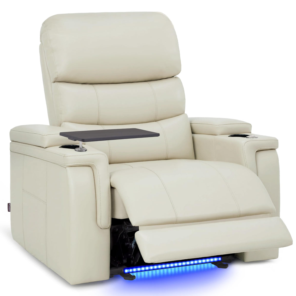 MCombo Triple Motors Power Recliner Chair with Power Headrest & Lumbar Support for Living Room, Home Theater Seating with Armrest Storage, Tray Table and Dual Charging Ports HTS708 (Beige) MCombo