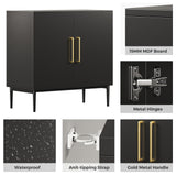 REHOOPEX Storage Cabinet with Doors, Modern Black Accent Cabinet, Free Standing Cabinet, Wooden Buffet Sideboards for Bedroom, Kitchen,Home Office REHOOPEX