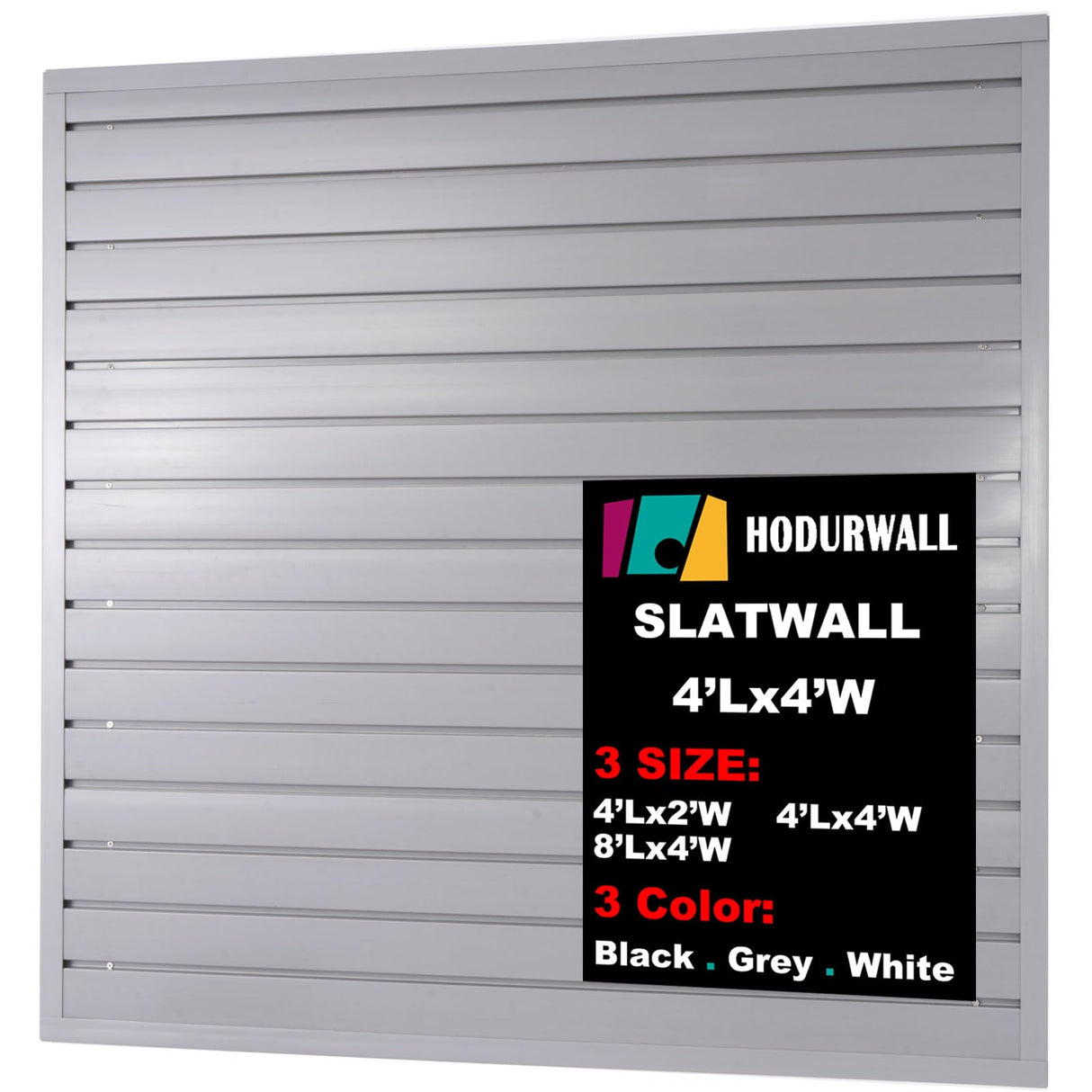 Slatwall Panels Garage Slat Wall Storage Systems 4'x4', Slat Wall Paneling Garage Wall Organizer, Grey Slat Board PVC Wall Panels Slatwall Displays Garage Tool Organizer Wall Mount Ladder Bike Rack HODURWALL