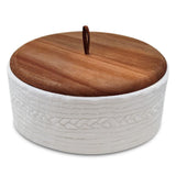 Everbrook Authentic Wood and Ceramic Tortilla Warmer - Tortilla Holder with Lid - Bread Warmer - Pancake Holder- Roti Box - 8.5 Inches Everbrook