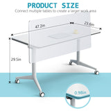 Goakwwuz Conference Room Table 8FT White Meeting Seminar Table Business Style Folding Training Flip Top Table for Office Conference,Metal Frame with Wheels (4, White) Goakwwuz