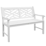 Outsunny Outdoor Garden Bench, Wooden Frame Patio Bench with Geometric Pattern, 43.25 Inch Weatherproof 2-Person Love Seat for Garden, Lawn, Porch, Yard, Work Entryway, White Outsunny