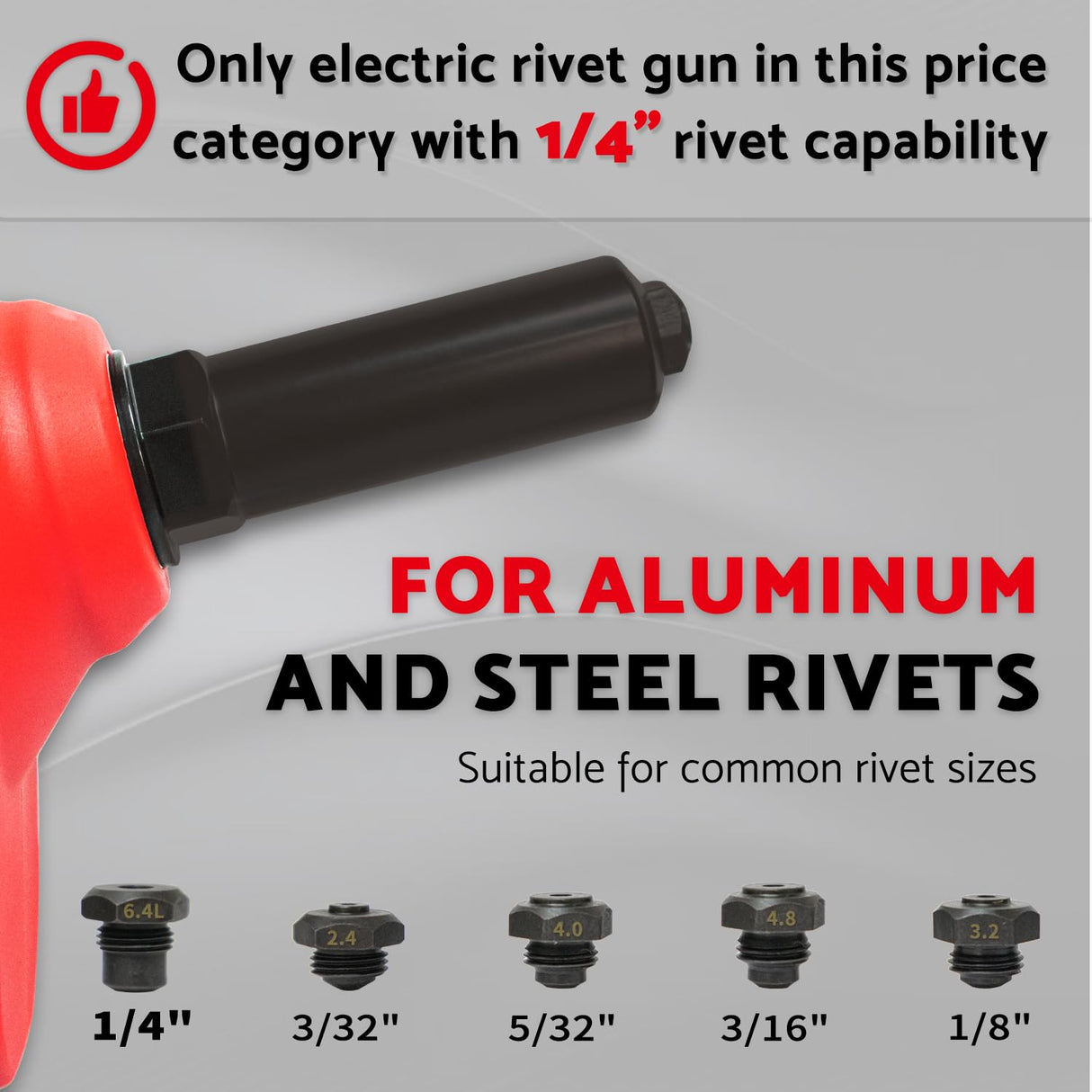 S&F STEAD & FAST Cordless Rivet Tool Kit, 1/8" - 1/4", Brushless, Industrial Grade, with Battery (2 pcs) and Charger, Electric Rivet Gun Set with Case S&F STEAD & FAST