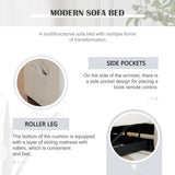 Hixkol Convertible Sleeper Sofa Bed, 55.51" Modern Velvet 3-in-1 Futon Couch, Pullout Bed with Adjustable Backrest, Storage Pockets and Toss Pillows for Living Room, Bedroom (White) Hixkol