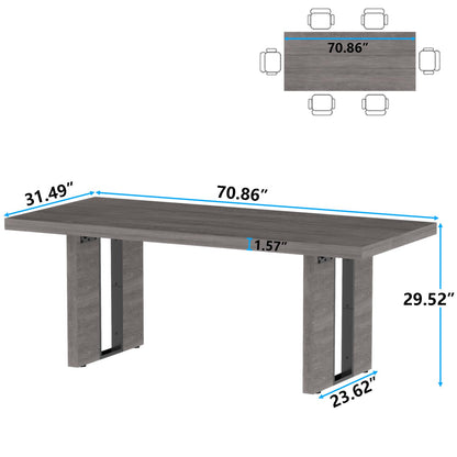 Loomie 70.8 Inch Dining Table, Rustic Farmhouse Kitchen Table for 6-8 People, Large Dinning Room Furniture Rectangle Dinner Table for Living Room, Apartment, Home Office, Vintage Grey - WoodArtSupply