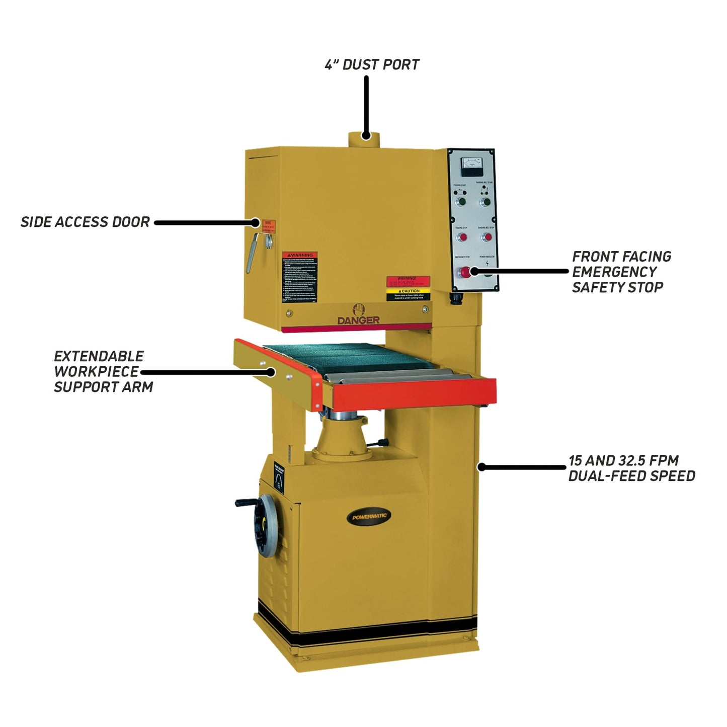 Powermatic 16-Inch Open-End Belt Sander, 5 HP, 230V 1Ph (Model 1632) - WoodArtSupply