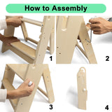 WOOD CITY Toddler Step Stool Foldable for Bathroom Sink, Adjustable 2 Step Stool for Kids Toilet Potty Training Stool with Handles,Child Kitchen Counter Stool Helper, Montessori Kitchen Stools WOOD CITY