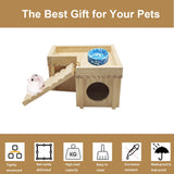 Acsist Wooden Hamster Hideout Hamster Wood House with Ladder Habitats Decor Detachable Small Animals Cage Accessories for Rat Gerbils and Other Small Pets Acsist