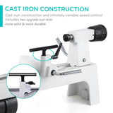 CXRCY Wood Lathe, 8" x 12" Mini Benchtop Wood Lathe Machine 1/3 HP Infinitely Variable Speed 750-3200 RPM with 2 Tool Rests, Lathe Chisel, Goggle for Woodworking, Woodturning CXRCY