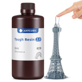 ANYCUBIC Tough 3D Printer Resin 2.0, Tough Resin with High Hardness and High Precision, 365-405nm Fast Curing 3D Resin for 4/8/12/16K LCD/DLP/SLA Resin 3D Printing (Grey, 1kg) ANYCUBIC
