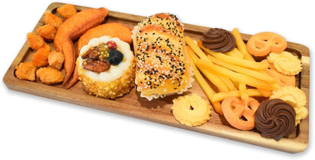13.8 Inch Solid Wood Serving Platters and Trays of Natural Acacia Wood with Edge,Rectangular Avoid Sliding and Spilling Food Clarmonde