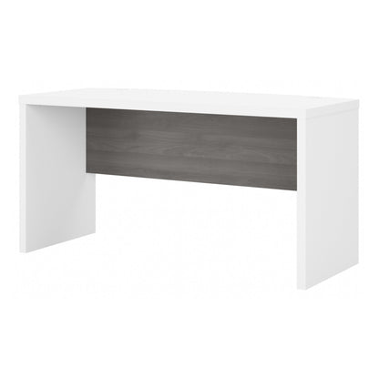 Bush Business Furniture Echo Bow Front Desk, 60W, Pure White and Modern Gray - WoodArtSupply