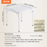 VEVOR Mahjong Table, Square 4 Player Folding Card Table with 4 Cup Holders & 4 Chip Trays, Portable Domino Game Table with 1 Set of Dominoes for Mahjong Poker Puzzles, 35.4 x 35.4-inch, White VEVOR