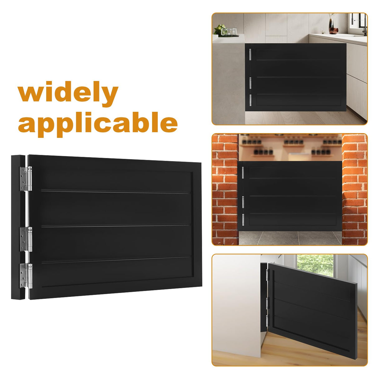 ZBXGJKSY Swinging Door, Retro Cafe Doors for Fence Door, Partition Door, Bar Door 35.4 X 23.6 Inches Solid Wood Swing Door Hard and Sturdy Dutch Door with Hinges, Black ZBXGJKSY