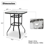 VINGLI Outdoor Bar Table with Umbrella Hole Metal Patio Bar Table, Outdoor Bar Height Table Pub Table for Patio High Top Table (Black) VINGLI